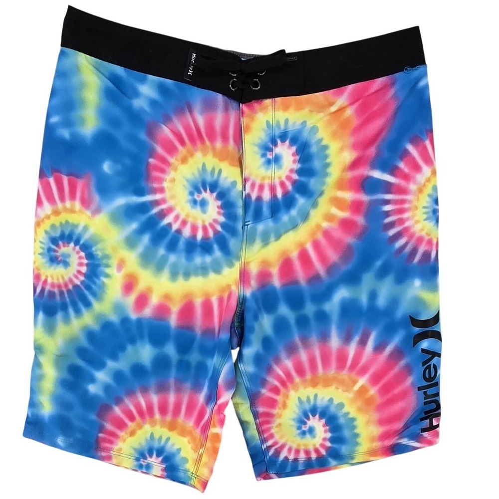 Hurley Boys Tie Dye Board Shorts Size 16 Multicolor Surf Swim Trunks NWT